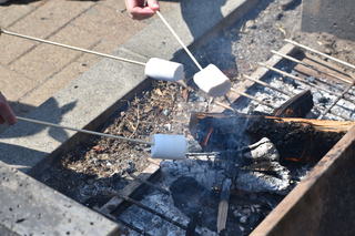 かまどベンチを使ったマシュマロ焼き
